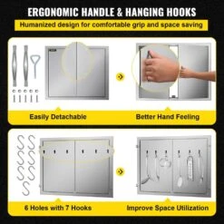 BBQ Double Access Door 31 In. W X 24 In. H BBQ Door Stainless Steel Wall Construction Kitchen Door For BBQ Island,Grill -Patio Furniture Shop vevor outdoor kitchen doors 31x24cbxgcgskm001v0 1f 1000