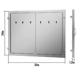 BBQ Double Access Door 31 In. W X 24 In. H BBQ Door Stainless Steel Wall Construction Kitchen Door For BBQ Island,Grill -Patio Furniture Shop vevor outdoor kitchen doors 31x24cbxgcgskm001v0 76 1000