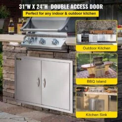 BBQ Double Access Door 31 In. W X 24 In. H BBQ Door Stainless Steel Wall Construction Kitchen Door For BBQ Island,Grill -Patio Furniture Shop vevor outdoor kitchen doors 31x24cbxgcgskm001v0 c3 1000