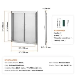 31 In. W X 31 In. H 304 Stainless Steel BBQ Access Door With Paper Towel Holder Outdoor Kitchen Doors For Storage Room 16 31 In. W X 31 In. H 304 Stainless Steel BBQ Access Door With Paper Towel Holder Outdoor Kitchen Doors For Storage Room -Patio Furniture Shop vevor outdoor kitchen doors 31yc304bxgbbqscgmv0 76 1000