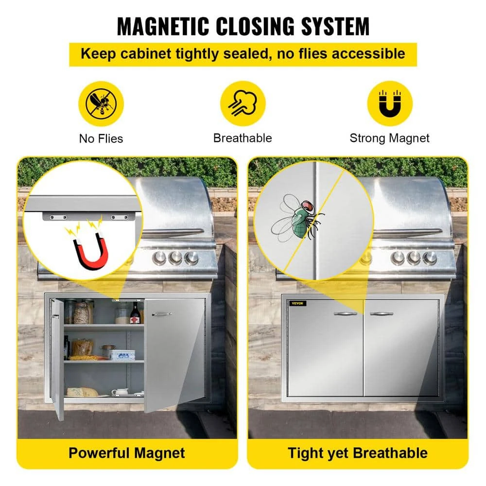 Outdoor Kitchen Door 33 In. W X 22 In. H Grill Doors Stainless Steel BBQ Access Door For Grilling Station 8 Outdoor Kitchen Door 33 In. W X 22 In. H Grill Doors Stainless Steel BBQ Access Door For Grilling Station - Image 6