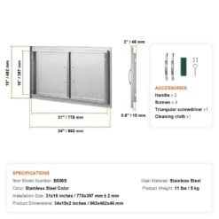 Outdoor Kitchen Access 34.5 In. W X 19 In. H Wall Construction Stainless Steel Grill Doors For BBQ Island,Double Door 16 Outdoor Kitchen Access 34.5 In. W X 19 In. H Wall Construction Stainless Steel Grill Doors For BBQ Island,Double Door -Patio Furniture Shop vevor outdoor kitchen doors 34 5x19ycbxgskcgmv0 76 1000