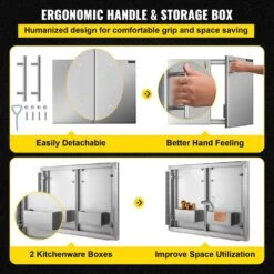 Stainless BBQ Doors 36 In. W X 23 In. H Grill Doors Double Access Door For Outside Cabinet 13 Stainless BBQ Doors 36 In. W X 23 In. H Grill Doors Double Access Door For Outside Cabinet -Patio Furniture Shop vevor outdoor kitchen doors 36ycbxgsjsskmcgm1v0 1f 1000