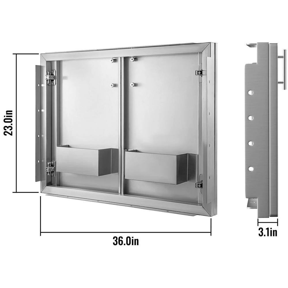 Stainless BBQ Doors 36 In. W X 23 In. H Grill Doors Double Access Door For Outside Cabinet 9 Stainless BBQ Doors 36 In. W X 23 In. H Grill Doors Double Access Door For Outside Cabinet - Image 7