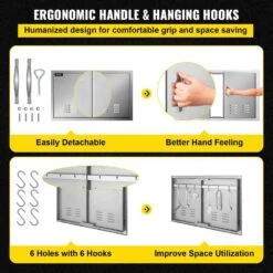 Outdoor Kitchen Doors 36 In. W X 21 In. H Stainless Steel Vented Double BBQ Access Door For BBQ Island -Patio Furniture Shop vevor outdoor kitchen doors 36ycxbkstdcgmdtfkv0 1f 1000