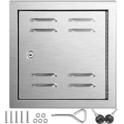 Vented Access Door 12 In. X 12 In. Single Access Door With Lock Outdoor Cooking Doors Flush Mount Vented Utility Door