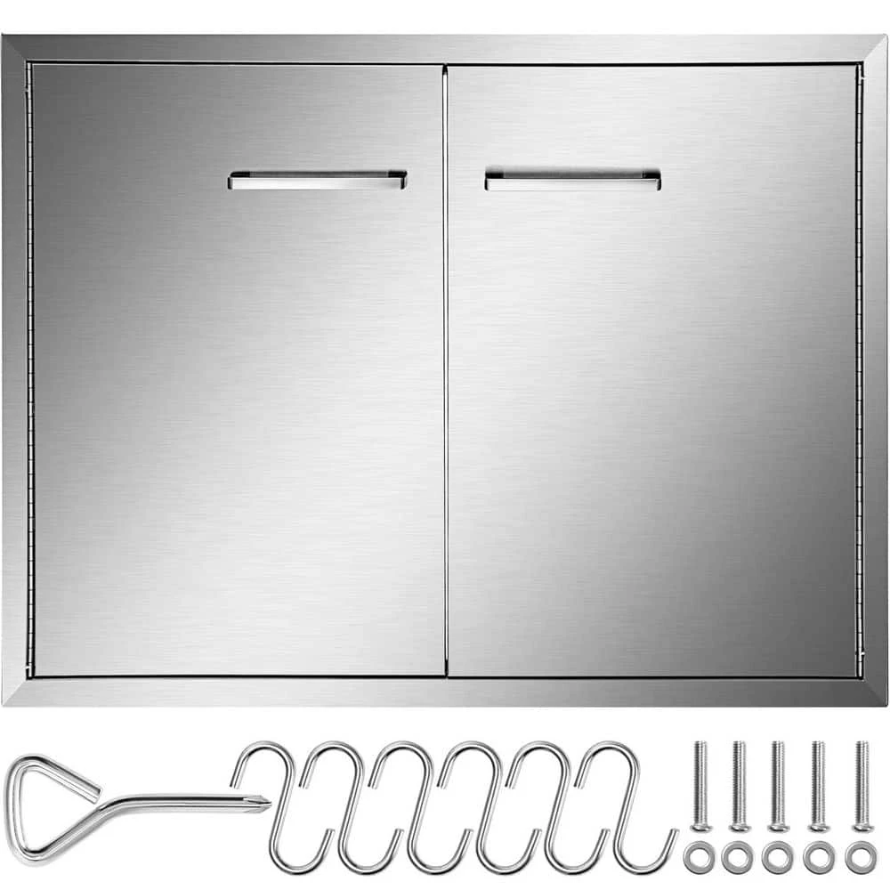 33 In. W X 23 In. H 304 Stainless Steel Double BBQ Access Door With Hooks Outdoor Kitchen Doors For Outside Cabinet 2 33 In. W X 23 In. H 304 Stainless Steel Double BBQ Access Door With Hooks Outdoor Kitchen Doors For Outside Cabinet