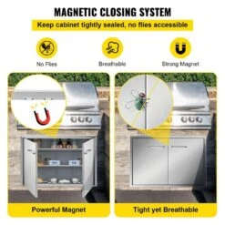 33 In. W X 23 In. H 304 Stainless Steel Double BBQ Access Door With Hooks Outdoor Kitchen Doors For Outside Cabinet 14 33 In. W X 23 In. H 304 Stainless Steel Double BBQ Access Door With Hooks Outdoor Kitchen Doors For Outside Cabinet -Patio Furniture Shop vevor outdoor kitchen doors bxgcgm30433w23h01v0 fa 1000