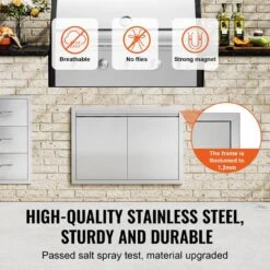 BBQ Access Door 30 In. W X 21 In. H Brushed Stainless Steel Outdoor Kitchen Door With Hooks For Outside Cabinet 12 BBQ Access Door 30 In. W X 21 In. H Brushed Stainless Steel Outdoor Kitchen Door With Hooks For Outside Cabinet -Patio Furniture Shop vevor outdoor kitchen doors bxgcgmsc30w21hin1v0 4f 1000