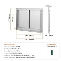 BBQ Access Door 30 In. W X 21 In. H Brushed Stainless Steel Outdoor Kitchen Door With Hooks For Outside Cabinet 16 BBQ Access Door 30 In. W X 21 In. H Brushed Stainless Steel Outdoor Kitchen Door With Hooks For Outside Cabinet -Patio Furniture Shop vevor outdoor kitchen doors bxgcgmsc30w21hin1v0 76 1000