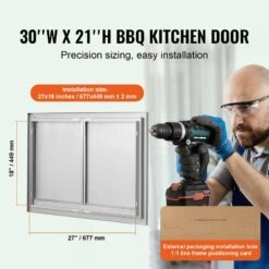 BBQ Access Door 30 In. W X 21 In. H Brushed Stainless Steel Outdoor Kitchen Door With Hooks For Outside Cabinet 11 BBQ Access Door 30 In. W X 21 In. H Brushed Stainless Steel Outdoor Kitchen Door With Hooks For Outside Cabinet -Patio Furniture Shop vevor outdoor kitchen doors bxgcgmsc30w21hin1v0 c3 1000