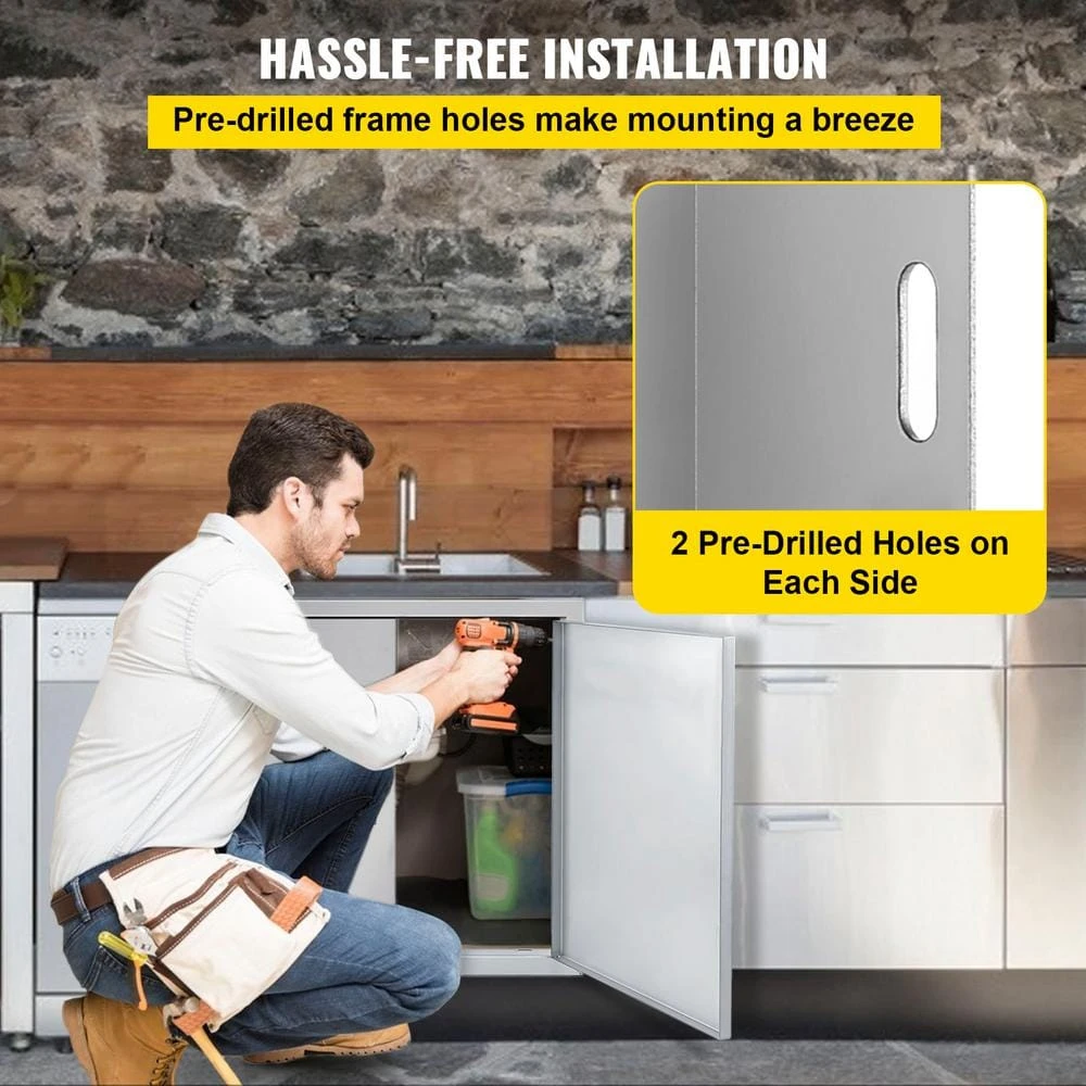 Outdoor Kitchen Cabinets Door 30.5 In. W X 21 In. H Grill Doors With Recessed Handle Access Door For BBQ Island 7 Outdoor Kitchen Cabinets Door 30.5 In. W X 21 In. H Grill Doors With Recessed Handle Access Door For BBQ Island - Image 5