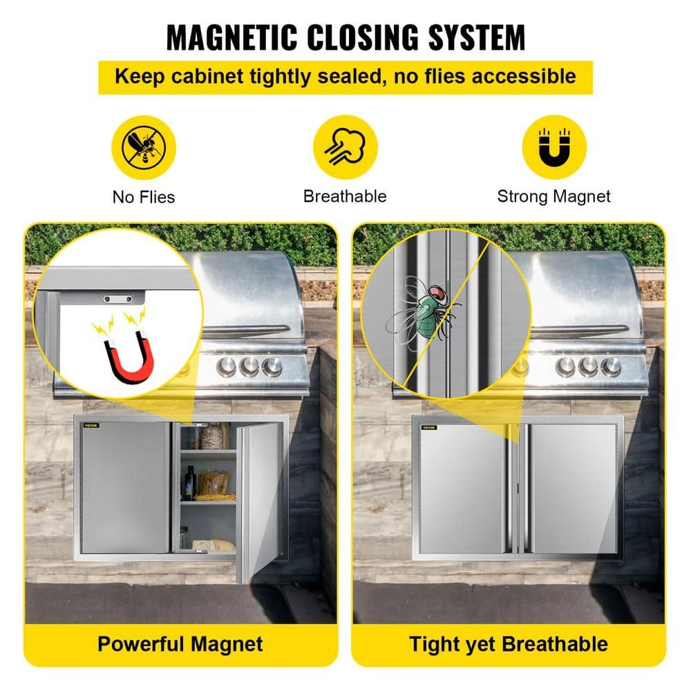 Outdoor Kitchen Cabinets Door 30.5 In. W X 21 In. H Grill Doors With Recessed Handle Access Door For BBQ Island 8 Outdoor Kitchen Cabinets Door 30.5 In. W X 21 In. H Grill Doors With Recessed Handle Access Door For BBQ Island - Image 6