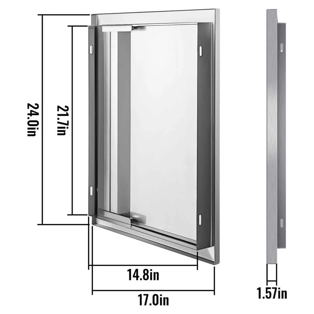 17 In. W X 24 In. H Single BBQ Stainless Steel Access Door With Recessed Handle Outdoor Kitchen Doors For Storage Room 9 17 In. W X 24 In. H Single BBQ Stainless Steel Access Door With Recessed Handle Outdoor Kitchen Doors For Storage Room - Image 7