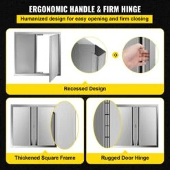 BBQ Access Door 24 In. W X 24 In. H Double BBQ Door Stainless Steel With Recessed Handle Outdoor Kitchen Doors 13 BBQ Access Door 24 In. W X 24 In. H Double BBQ Door Stainless Steel With Recessed Handle Outdoor Kitchen Doors -Patio Furniture Shop vevor outdoor kitchen doors bxgcgmxkskm24x241v0 1f 1000