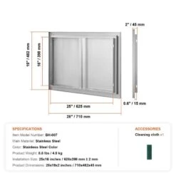 BBQ Access Door 28 In. W X 19 In. H Double BBQ Door Stainless Steel With Recessed Handle Outdoor Kitchen Doors 16 BBQ Access Door 28 In. W X 19 In. H Double BBQ Door Stainless Steel With Recessed Handle Outdoor Kitchen Doors -Patio Furniture Shop vevor outdoor kitchen doors bxgcgmxkskm28x191v0 76 1000