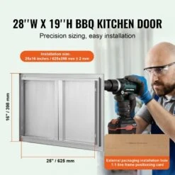 BBQ Access Door 28 In. W X 19 In. H Double BBQ Door Stainless Steel With Recessed Handle Outdoor Kitchen Doors 11 BBQ Access Door 28 In. W X 19 In. H Double BBQ Door Stainless Steel With Recessed Handle Outdoor Kitchen Doors -Patio Furniture Shop vevor outdoor kitchen doors bxgcgmxkskm28x191v0 c3 1000