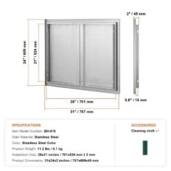 31 In. W X 24 In. H Stainless Steel BBQ Access Door With Recessed Handle Outdoor Kitchen Doors For Outside Cabinet 16 31 In. W X 24 In. H Stainless Steel BBQ Access Door With Recessed Handle Outdoor Kitchen Doors For Outside Cabinet -Patio Furniture Shop vevor outdoor kitchen doors bxgcgmxkskm31x241v0 76 1000