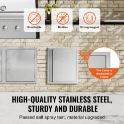 Single Outdoor Kitchen Door 18 In. W X 21 In. H BBQ Access Door Stainless Steel Flush Mount Door Wall Vertical Door -Patio Furniture Shop vevor outdoor kitchen doors dmabscjm18x25f9bvv0 4f 1000
