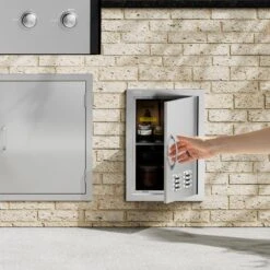 Single Outdoor Kitchen Door 14 In. W X 20 In. H BBQ Access Door Stainless Steel Flush Mount Door With Handle And Vents -Patio Furniture Shop vevor outdoor kitchen doors dmmbscjm14x2xd5qdv0 31 1000