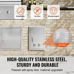 Single Outdoor Kitchen Door 14 In. W X 20 In. H BBQ Access Door Stainless Steel Flush Mount Door With Handle And Vents -Patio Furniture Shop vevor outdoor kitchen doors dmmbscjm14x2xd5qdv0 4f 1000