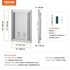 Single Outdoor Kitchen Door 14 In. W X 20 In. H BBQ Access Door Stainless Steel Flush Mount Door With Handle And Vents -Patio Furniture Shop vevor outdoor kitchen doors dmmbscjm14x2xd5qdv0 76 1000