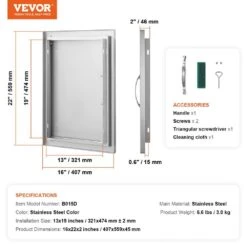 Single Outdoor Kitchen Door 16 In. W X 22 In. H BBQ Access Door Stainless Steel Flush Mount Door Wall Vertical Door -Patio Furniture Shop vevor outdoor kitchen doors dmmbscjm16x2gr6d9v0 76 1000