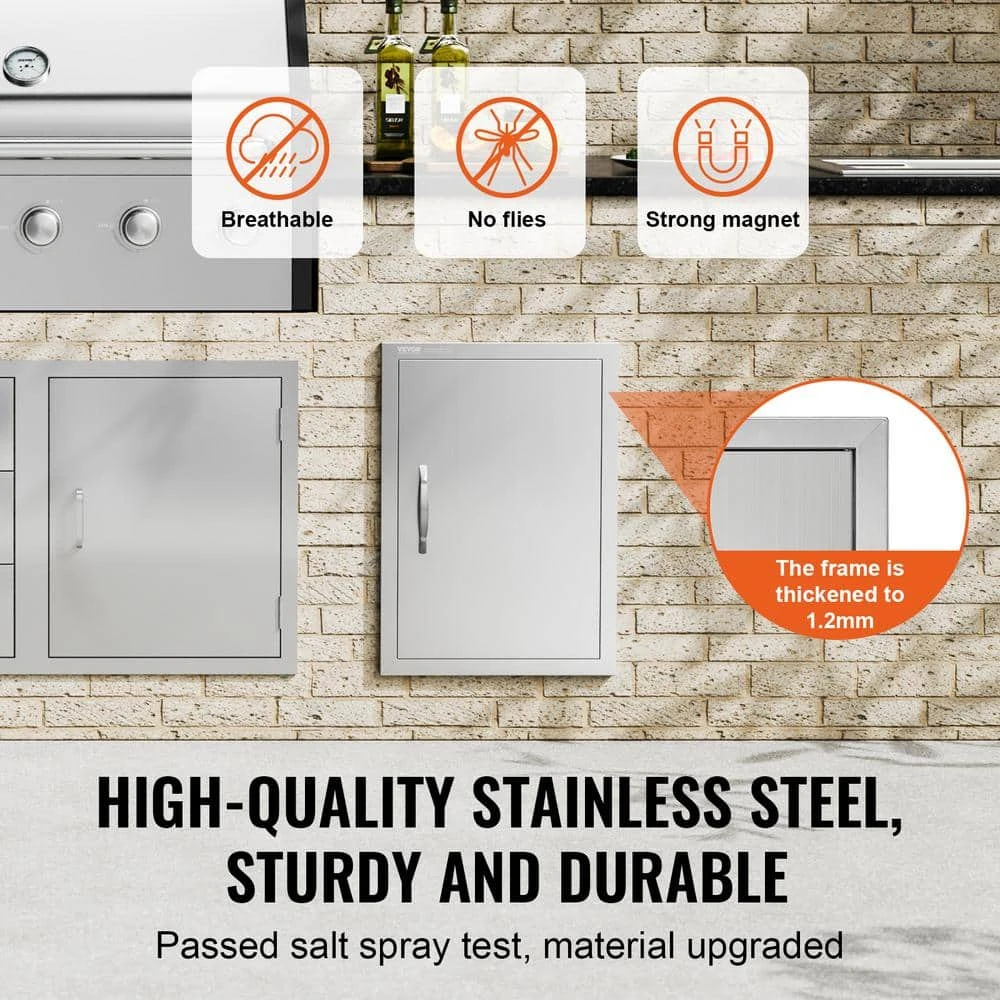 Single Outdoor Kitchen Door 18 In. W X 24 In. H BBQ Access Door Stainless Steel Flush Mount Door Wall Vertical Door 5 Single Outdoor Kitchen Door 18 In. W X 24 In. H BBQ Access Door Stainless Steel Flush Mount Door Wall Vertical Door - Image 3