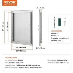 20 In. W X 27 In. H Single Outdoor Kitchen Door BBQ Access Door Stainless Steel Flush Mount Door Wall Vertical Door -Patio Furniture Shop vevor outdoor kitchen doors dmmbscjmys20ijmlfv0 76 1000