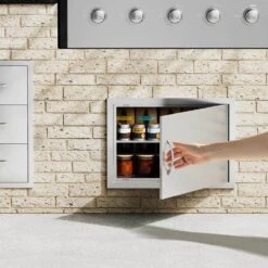 Single Outdoor Kitchen Door 24 In. W X 17 In. H BBQ Access Door Stainless Steel Flush Mount Door Wall Vertical Door -Patio Furniture Shop vevor outdoor kitchen doors dmmbscjmys24lq87iv0 31 1000