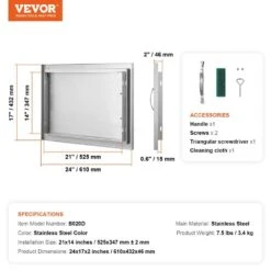 Single Outdoor Kitchen Door 24 In. W X 17 In. H BBQ Access Door Stainless Steel Flush Mount Door Wall Vertical Door -Patio Furniture Shop vevor outdoor kitchen doors dmmbscjmys24lq87iv0 76 1000