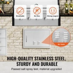 24 In. W X 17 In. H Single Outdoor Kitchen Door BBQ Access Door Stainless Steel Flush Mount Door Wall Vertical Door -Patio Furniture Shop vevor outdoor kitchen doors dmmbscjmys24nim7fv0 4f 1000