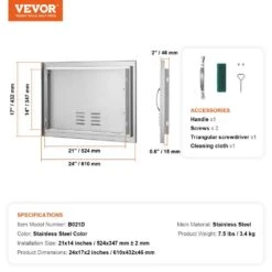24 In. W X 17 In. H Single Outdoor Kitchen Door BBQ Access Door Stainless Steel Flush Mount Door Wall Vertical Door -Patio Furniture Shop vevor outdoor kitchen doors dmmbscjmys24nim7fv0 76 1000