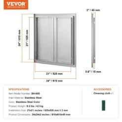 Double Outdoor Kitchen Door 24 In. W X 24 In. H BBQ Access Door Stainless Steel Flush Mount Door Wall Vertical Door 16 Double Outdoor Kitchen Door 24 In. W X 24 In. H BBQ Access Door Stainless Steel Flush Mount Door Wall Vertical Door -Patio Furniture Shop vevor outdoor kitchen doors smabscjmys24y71ubv0 76 1000