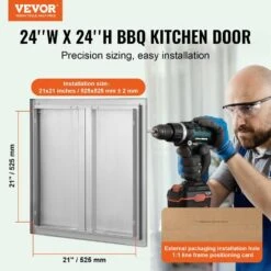 Double Outdoor Kitchen Door 24 In. W X 24 In. H BBQ Access Door Stainless Steel Flush Mount Door Wall Vertical Door 11 Double Outdoor Kitchen Door 24 In. W X 24 In. H BBQ Access Door Stainless Steel Flush Mount Door Wall Vertical Door -Patio Furniture Shop vevor outdoor kitchen doors smabscjmys24y71ubv0 c3 1000