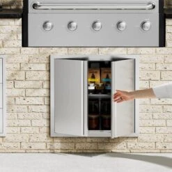 Double Outdoor Kitchen Door 26 In. W X 24 H In. BBQ Access Door Stainless Steel Flush Mount Door Wall Vertical Door -Patio Furniture Shop vevor outdoor kitchen doors smabscjmys26r8yitv0 31 1000