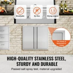 Double Outdoor Kitchen Door 26 In. W X 24 H In. BBQ Access Door Stainless Steel Flush Mount Door Wall Vertical Door -Patio Furniture Shop vevor outdoor kitchen doors smabscjmys26r8yitv0 4f 1000