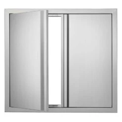 Double Outdoor Kitchen Door 26 In. W X 24 H In. BBQ Access Door Stainless Steel Flush Mount Door Wall Vertical Door