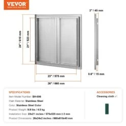 Double Outdoor Kitchen Door 26 In. W X 24 H In. BBQ Access Door Stainless Steel Flush Mount Door Wall Vertical Door -Patio Furniture Shop vevor outdoor kitchen doors smabscjmys26r8yitv0 76 1000