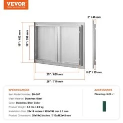 Double Outdoor Kitchen Door 28 In. W X 19 In. H BBQ Access Door Stainless Steel Flush Mount Door With Recessed Handles -Patio Furniture Shop vevor outdoor kitchen doors smabscjmys28pnv9uv0 76 1000
