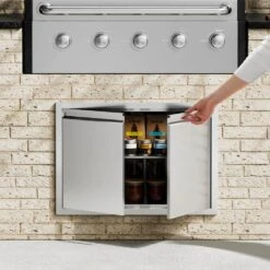 Double Outdoor Kitchen Door 30 In. W X 21 In. H BBQ Access Door With Recessed Handles -Patio Furniture Shop vevor outdoor kitchen doors smabscjmys30m2gznv0 31 1000