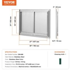 Double Outdoor Kitchen Door 30 In. W X 21 In. H BBQ Access Door With Recessed Handles -Patio Furniture Shop vevor outdoor kitchen doors smabscjmys30m2gznv0 76 1000