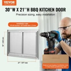 Double Outdoor Kitchen Door 30 In. W X 21 In. H BBQ Access Door With Recessed Handles -Patio Furniture Shop vevor outdoor kitchen doors smabscjmys30m2gznv0 c3 1000