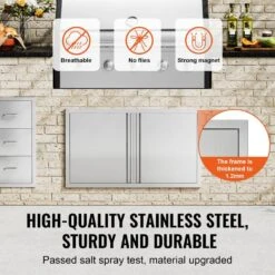 Double Outdoor Kitchen Door 36 In. W X 21 In. H BBQ Access Door Stainless Steel Flush Mount Door With Recessed Handles -Patio Furniture Shop vevor outdoor kitchen doors smabscjmys36j2tr1v0 4f 1000
