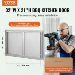 Double Outdoor Kitchen Door 36 In. W X 21 In. H BBQ Access Door Stainless Steel Flush Mount Door With Recessed Handles -Patio Furniture Shop vevor outdoor kitchen doors smabscjmys36j2tr1v0 c3 1000
