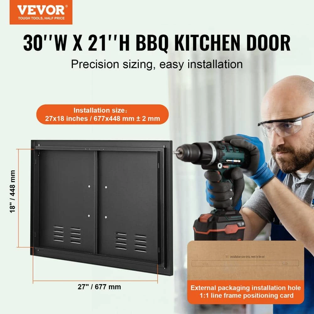 Double Outdoor Kitchen Door 30 In. W X 21 In. H BBQ Access Door Cold Plate Flush Mount Door Wall Vertical Door 4 Double Outdoor Kitchen Door 30 In. W X 21 In. H BBQ Access Door Cold Plate Flush Mount Door Wall Vertical Door - Image 2