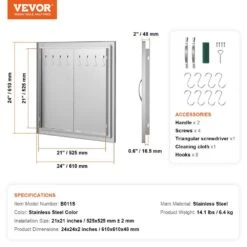Double Outdoor Kitchen Door 24 In. W X 24 In. H BBQ Access Door Stainless Steel Flush Mount Door -Patio Furniture Shop vevor outdoor kitchen doors smmbscjmys245lws1v0 76 1000
