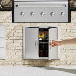 Double Outdoor Kitchen Door 26 In. W X 24 In. H BBQ Access Door Stainless Steel Flush Mount Door Wall Vertical Door -Patio Furniture Shop vevor outdoor kitchen doors smmbscjmys266wj57v0 31 1000