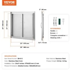 Double Outdoor Kitchen Door 26 In. W X 24 In. H BBQ Access Door Stainless Steel Flush Mount Door Wall Vertical Door -Patio Furniture Shop vevor outdoor kitchen doors smmbscjmys266wj57v0 76 1000