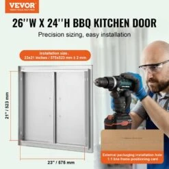 Double Outdoor Kitchen Door 26 In. W X 24 In. H BBQ Access Door Stainless Steel Flush Mount Door Wall Vertical Door -Patio Furniture Shop vevor outdoor kitchen doors smmbscjmys266wj57v0 c3 1000